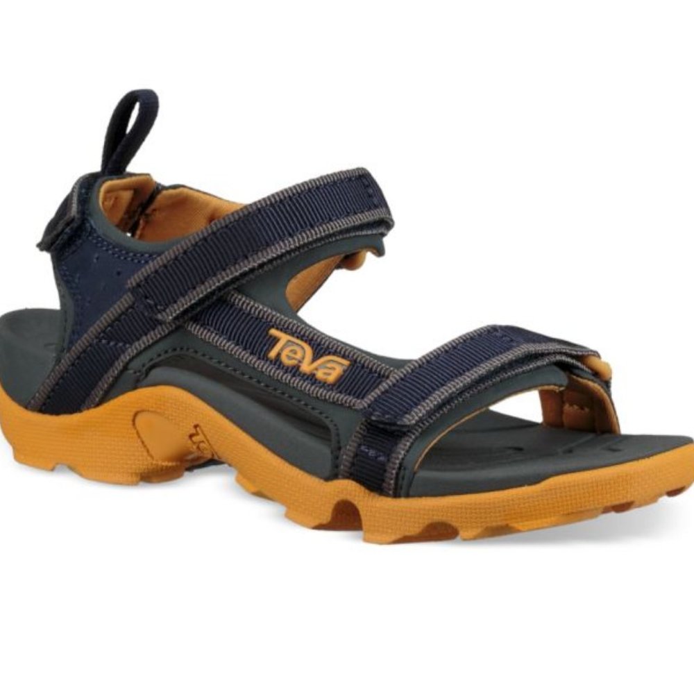 Teva Tanza Eclipse Big Kids Sandals Navy Gray Gold Size 3 NWOB